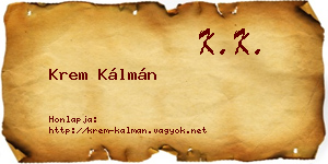 Krem Kálmán névjegykártya